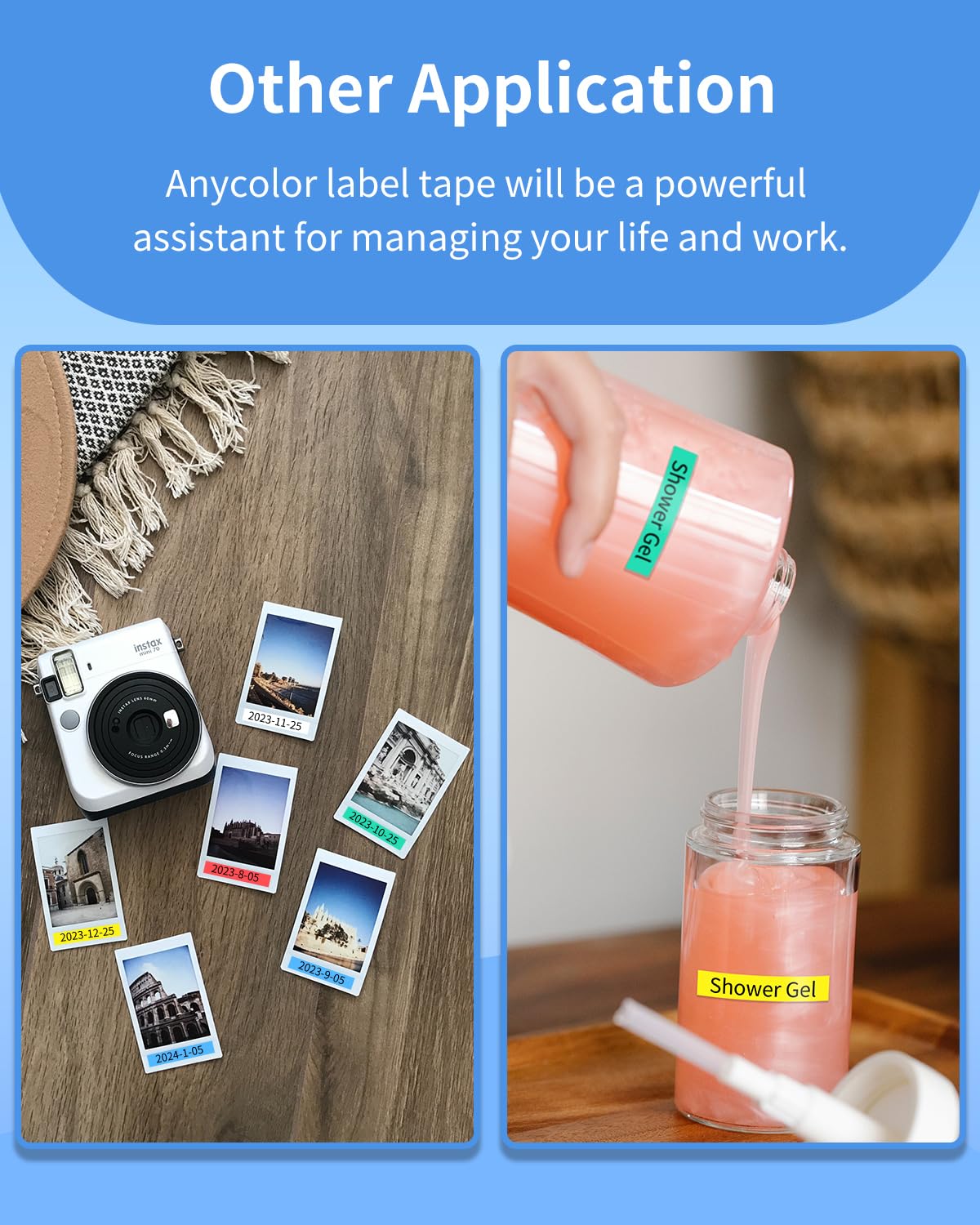 Anycolor Compatible with Dymo LetraTag Refills Label Maker Refills 12mm x 4m Colored Plastic Label Tape for Letra Tag 200B Plus LT100H LT100T QX50 Label Maker, 91331 91332 91333 91334 91335 Label