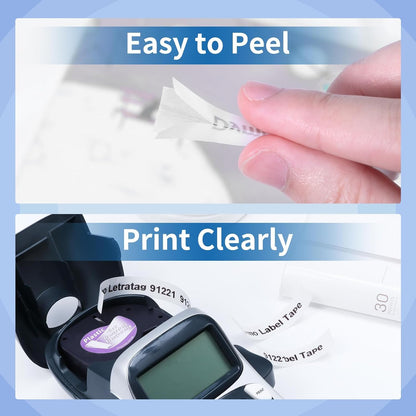 Anycolor Replace for Dymo LetraTag Refills Clear 16952 Plastic Tape 12mm x 4m Label Maker Refills Transparent, Compatible with Dymo Letratag LT-100H LT-100T LT-110T 200B QX50 Label Maker, 5-Pack